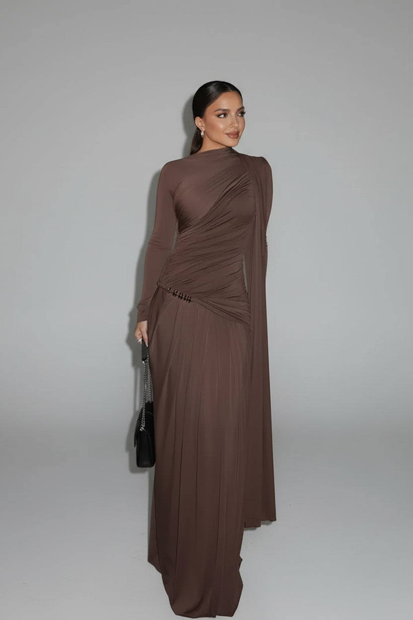 שמלה צנועה מקסי דגם מרים